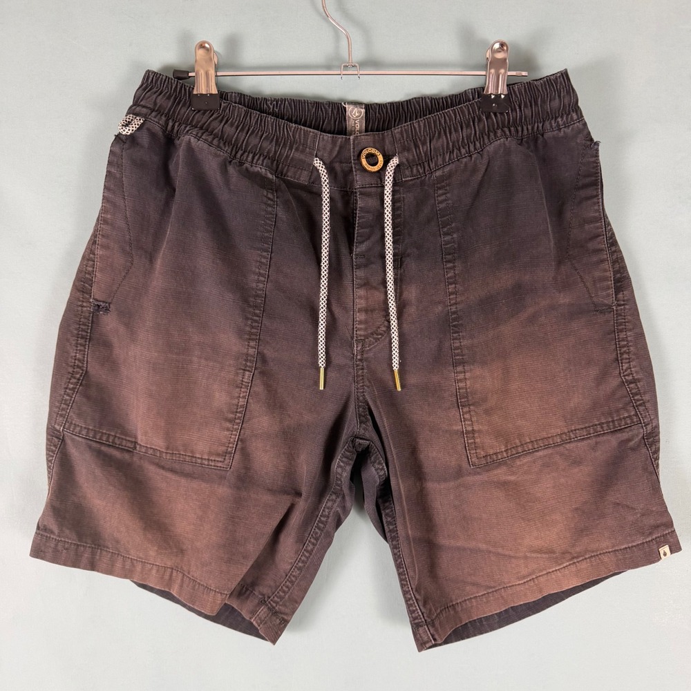 Vintage Y2K Volcom Men's S Black Sun Faded Drawstring Shorts Skater Grunge